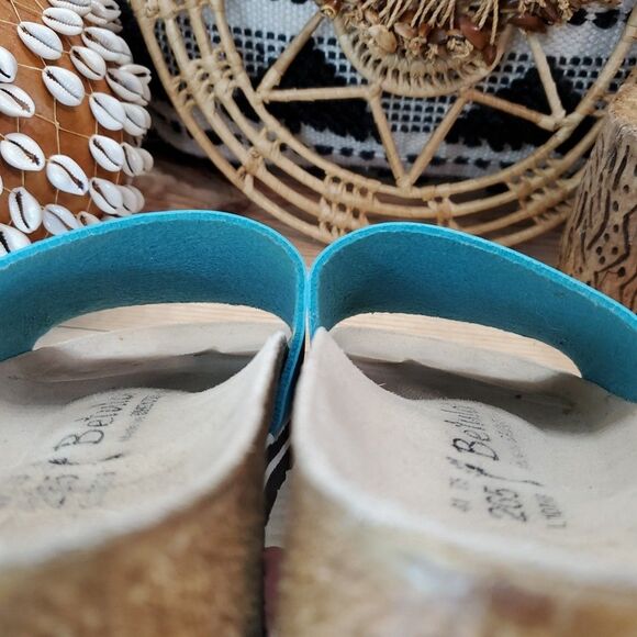 Birkenstock Betula Womens 10 Mens 8 Reggae Blue Leather Slide Sandals Comfort - Picture 14 of 16